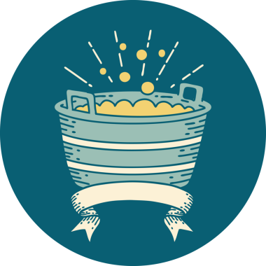 Bir insan tarafından çizilmiş dövme stili teneke banyonun simgesi.