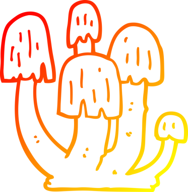 Bir insan tarafından çizilmiş bir mantarın sıcak gradyan çizimi