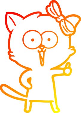 Bir insan tarafından çizilmiş çizgi film kedisinin sıcak çizgi çizimi