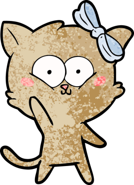 Bir insan tarafından çizilmiş çizgi film kedisi.