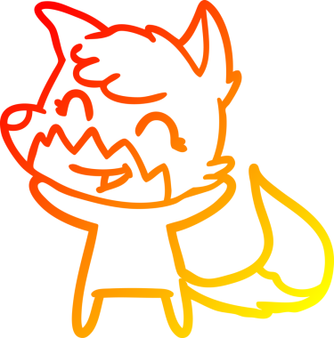 Bir insan tarafından çizilmiş mutlu bir tilkinin sıcak çizgi çizimi