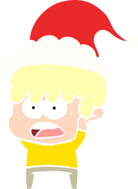 Bir insan tarafından çizilmiş Noel Baba şapkası takan bir çocuğun çizilmiş resmi.