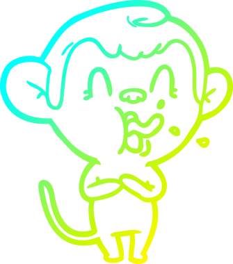 Bir insan tarafından çizilmiş çılgın bir çizgi film maymunu çizimi