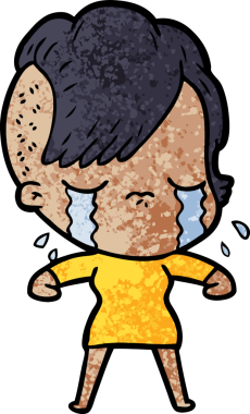 Bir insan tarafından çizilmiş ağlayan bir kız.