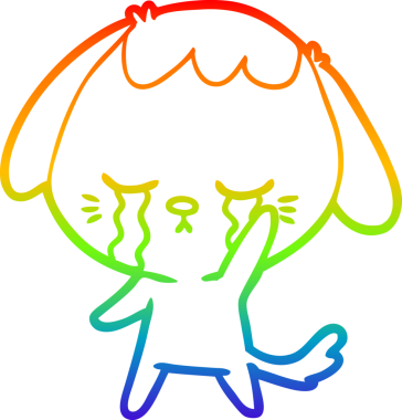 gökkuşağı gradyan çizimi bir insan tarafından çizilmiş ağlayan çizgi köpek çizimi