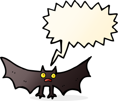 Bir insan tarafından çizilmiş konuşma balonlu bir yarasa.