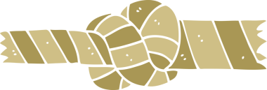 Bir insan tarafından çizilmiş düz renkli çizgi film halatı