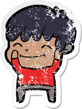 Bir insan tarafından çizilmiş mutlu bir çocuğun sıkıntılı çıkartması.