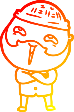 Bir insan tarafından çizilmiş mutlu sakallı bir adamın çizgi çizimi.