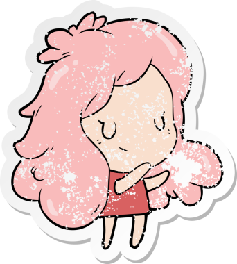 Bir insan tarafından çizilmiş bir karikatür kızının sıkıntılı çıkartması.