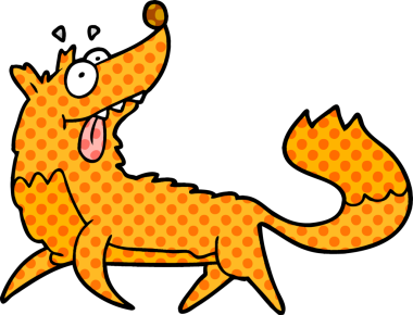 Bir insan tarafından çizilmiş tilki çizgi film karakteri