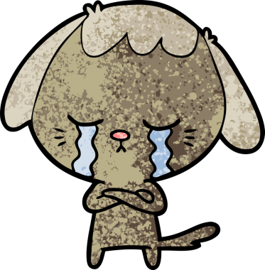 Bir insan tarafından çizilmiş ağlayan bir köpek.