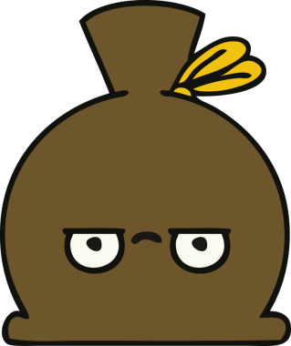 Bir insan tarafından çizilmiş şirin bir çuval karikatürü