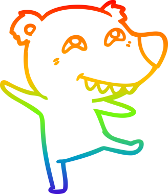 Gökkuşağı gradyan çizimi bir insan tarafından çizilmiş bir ayı çizgi filmi.