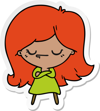 Bir insan tarafından çizilmiş kawai kızının serbest sticker karikatürü.