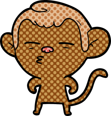 bir insan tarafından çizilmiş şüpheli maymun çizgi filmi