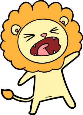 Bir insan tarafından çizilmiş çizgi film aslanı.