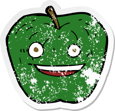 Bir insan tarafından çizilmiş elma karikatürünün gerilimli yapıştırması.