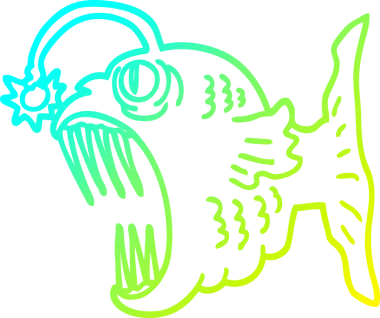 Bir insan tarafından çizilmiş bir fener balığının soğuk gradyan çizimi