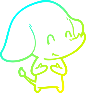 Bir insan tarafından çizilmiş şirin bir filin soğuk gradyan çizgisi