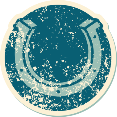 Bir insan tarafından çizilmiş at nalı simgesi dövmeli çıkartma.