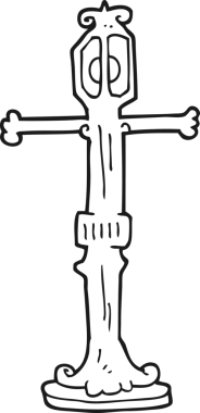 Bir insan tarafından çizilmiş siyah beyaz çizgi film sokak lambası.