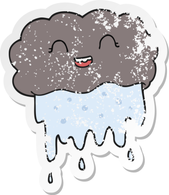 Bir insan tarafından çizilmiş karikatür yağmur bulutunun gerilimli yapıştırması