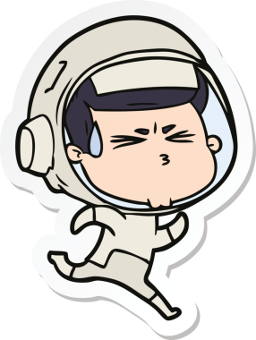 Bir insan tarafından çizilmiş astronotun çizdiği bir çizgi film çıkartması.