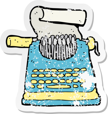 Bir insan tarafından çizilmiş bir daktilonun gerilimli retro yapıştırması