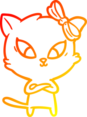 Bir insan tarafından çizilmiş çizgi film kedisinin sıcak çizgi çizimi