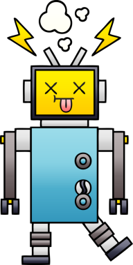 Bir insan tarafından çizilen robot arızasının gölgeli çizimi