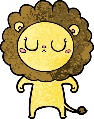 Bir insan tarafından çizilmiş çizgi film aslanı.