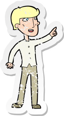 Bir insan tarafından çizilmiş karikatür adamın gerilmiş çıkartması.