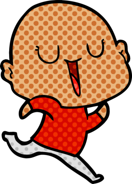 Bir insan tarafından çizilmiş mutlu, kel adam.