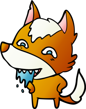 Bir insan tarafından çizilmiş tilki çizgi film karakteri