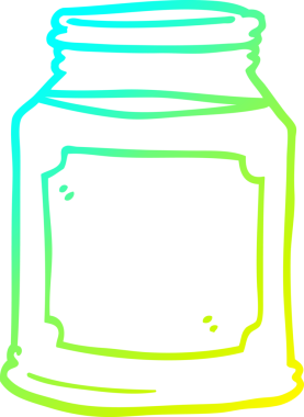 Bir insan tarafından çizilmiş kavanozdaki karikatür sıvısının soğuk gradyan çizimi.