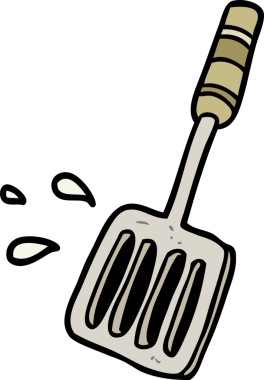 çizgi film mutfak spatulası bir insan tarafından çizilmiş.