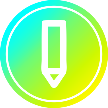 Bir insan tarafından çizilmiş havalı gradyan çizgili basit bir kalem dairesel simgesi