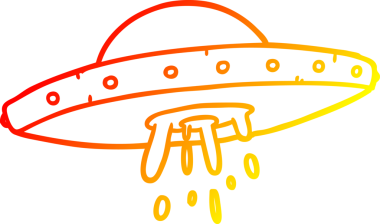 Bir insan tarafından çizilen uçan bir UFO 'nun sıcak gradyan çizimi