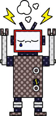 bir insan tarafından çizilmiş bir robotun çizgi roman tarzı