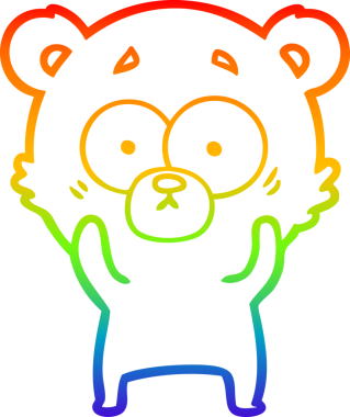 gökkuşağı gradyan çizimi şaşırmış bir kutup ayısı karikatürü bir insan tarafından çizildi