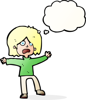 Bir insan tarafından çizilmiş düşünce baloncuğu olan mutsuz insan çizgi filmi.