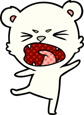 Bir insan tarafından çizilmiş kızgın kutup ayısı çizgi filmi.