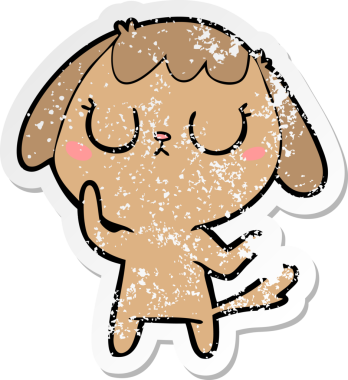 Bir insan tarafından çizilmiş şirin bir köpeğin sıkıntılı çıkartması.