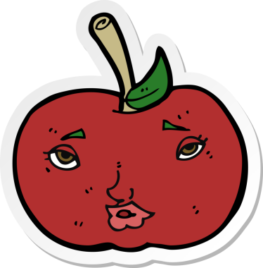 Bir insan tarafından çizilmiş karikatür elmasının çıkartması.