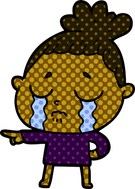 Bir insan tarafından çizilmiş ağlayan kadın çizgi filmi.