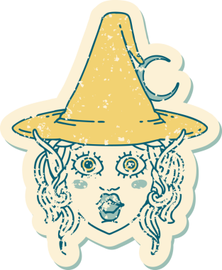 Retro Dövme Biçimi Elf karakteri bir insan tarafından çizilmiş