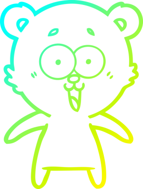 Bir insan tarafından çizilmiş gülen oyuncak ayı çizgi filmi.