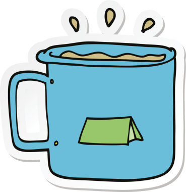 Bir insan tarafından çizilmiş bir kamp kupasının çıkartması.