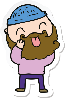 Bir insan tarafından çizilmiş sakallı bir adamın çıkartması.